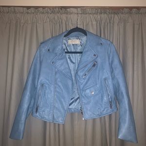 Baby blue faux leather jacket